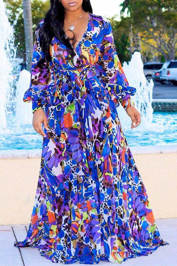Lovely Bohemian V Neck Long Sleeves Floral Printed Royalblue Chiffon Floor Length Dress
Lovely Bohemian V Neck Long Sleeves Floral Printed Royalblue Chiffon Floor Length Dress