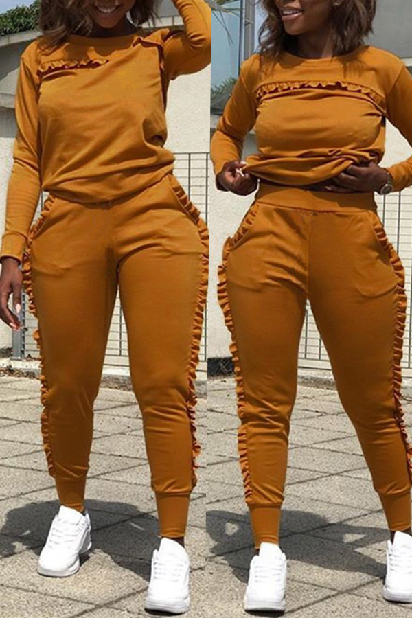 Lovely Euramerican Flounce Spliced Orange Twilled Satin Two-piece Pants Set
Lovely Euramerican Flounce Spliced Orange Twilled Satin Two-piece Pants Set