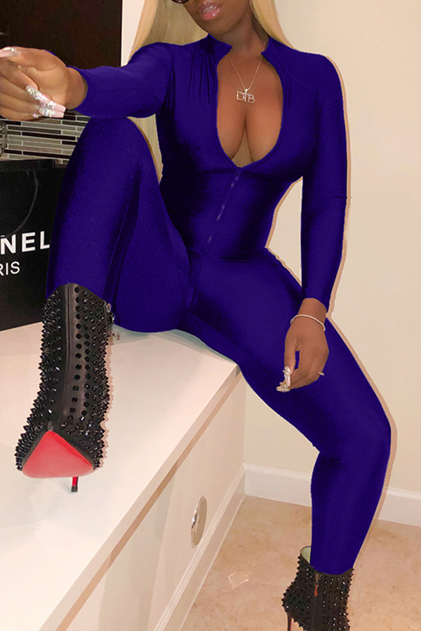 Lovely Trendy V Neck Zipper Design Royalblue Polyester One-piece Jumpsuit, Blue
Lovely Trendy V Neck Zipper Design Royalblue Polyester One-piece Jumpsuit, Blue