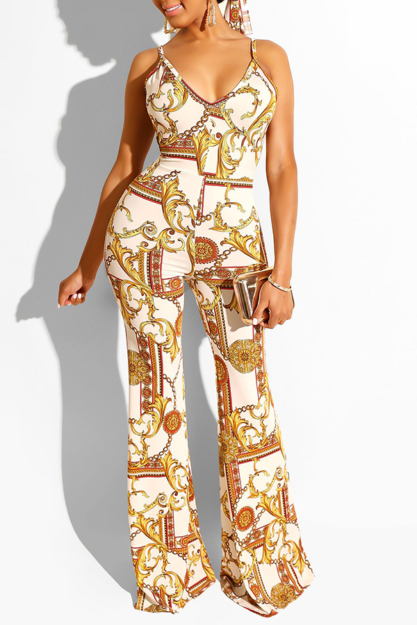 Lovely Stylish V Neck Spaghetti Straps Printed White One-piece Jumpsuit
Lovely Stylish V Neck Spaghetti Straps Printed White One-piece Jumpsuit