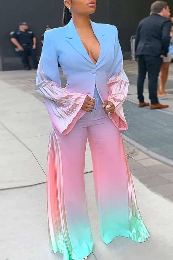 Lovely Trendy Turn-back Collar Ruffle Design Multicolor Two-piece Pants Set, Multi
Lovely Trendy Turn-back Collar Ruffle Design Multicolor Two-piece Pants Set, Multi