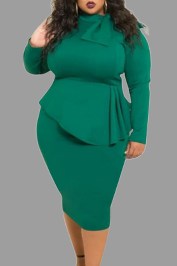 Lovely Trendy Flounce Design Deep Green Knee Length Plus Size Dress, Dark green
Lovely Trendy Flounce Design Deep Green Knee Length Plus Size Dress, Dark green