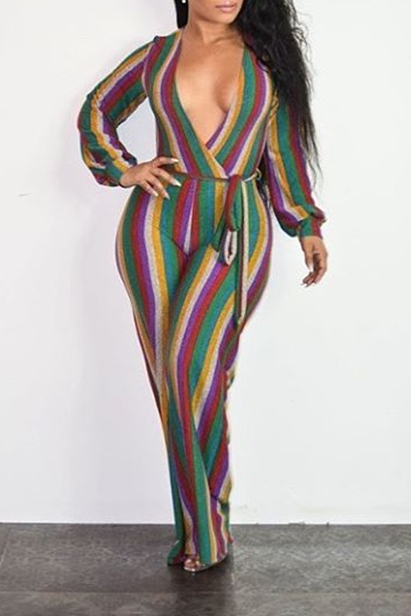 Lovely Chic Deep V Neck Striped Multicolor One-piece Jumpsuit, Multicolor stripe
Lovely Chic Deep V Neck Striped Multicolor One-piece Jumpsuit, Multicolor stripe