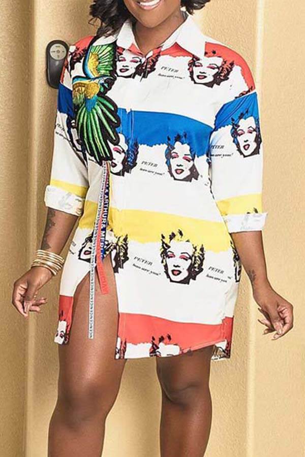 Lovely Casual Basic Print White Mini Dress