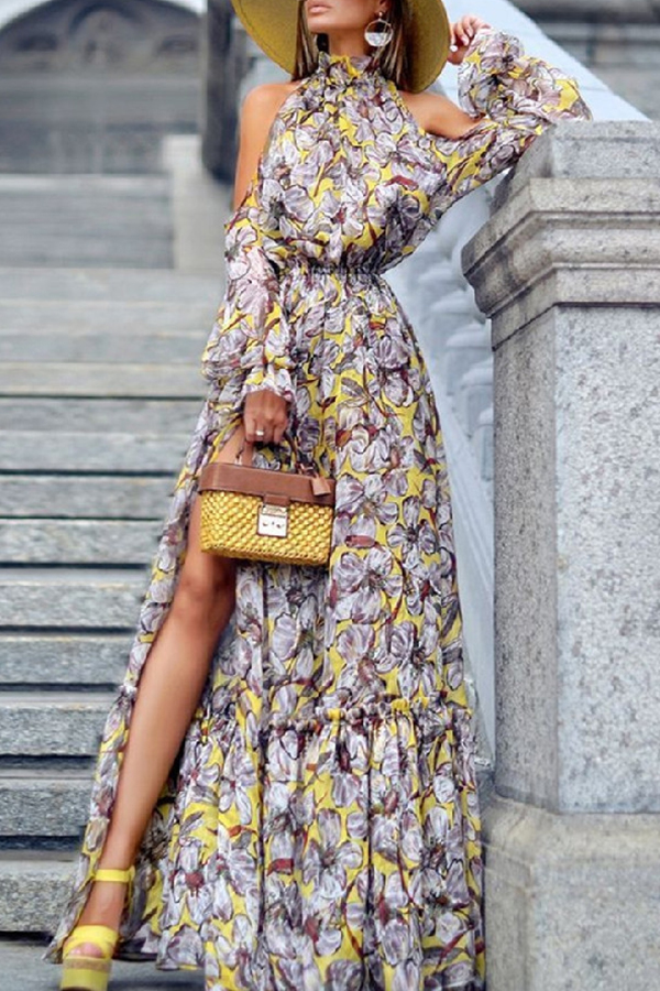 Lovely Bohemian Print Multicolor Maxi Dress, Multi