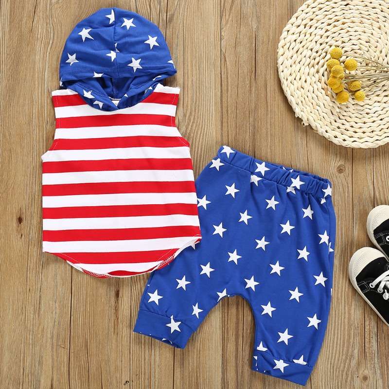 lovely Independence Day Casual Hooded Collar Striped Print Boy Two-piece Shorts Set, Blue
lovely Independence Day Casual Hooded Collar Striped Print Boy Two-piece Shorts Set, Blue