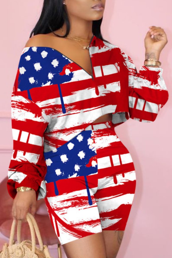 lovely Independence Day Casual Print Patchwork Red Plus Size Two-piece Shorts Set
lovely Independence Day Casual Print Patchwork Red Plus Size Two-piece Shorts Set