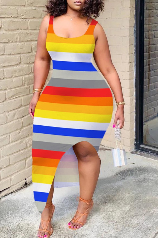 lovely Bohemian Striped Multicolor Ankle Length Plus Size Dress, Multicolor stripe
lovely Bohemian Striped Multicolor Ankle Length Plus Size Dress, Multicolor stripe