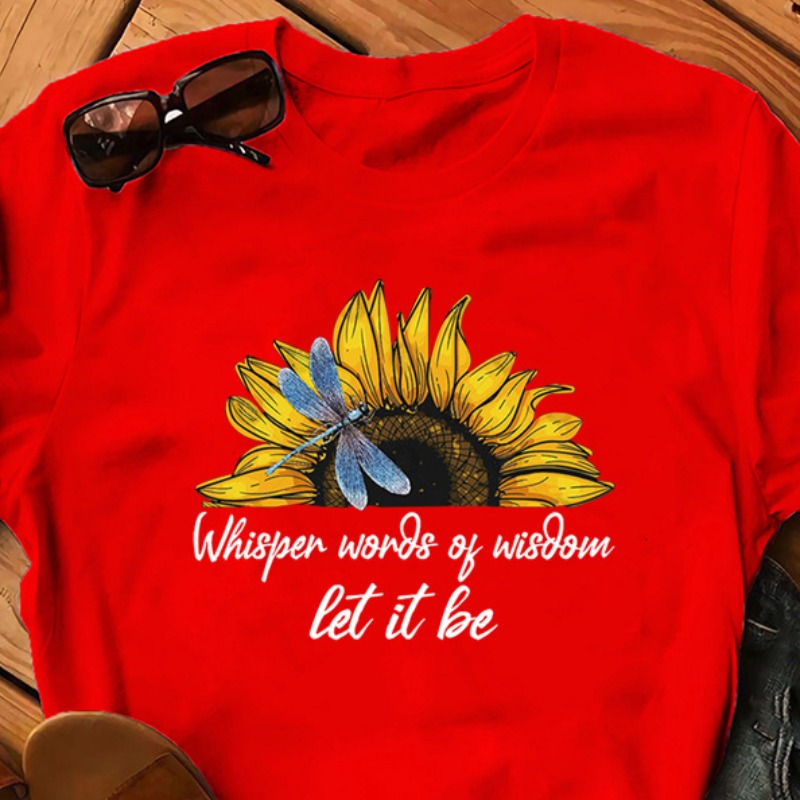 lovely Leisure O Neck Print Red Plus Size T-shirt