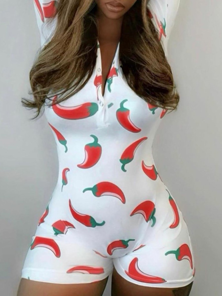 Lovely Sportswear Print Buttons Design White One-piece Romper 
Lovely Sportswear Print Buttons Design White One-piece Romper