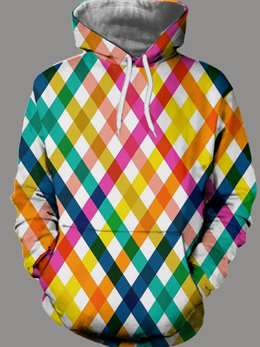 Men lovely Street Hooded Collar Grid Print Multicolor Hoodie, Multicolor stripe
Men lovely Street Hooded Collar Grid Print Multicolor Hoodie, Multicolor stripe