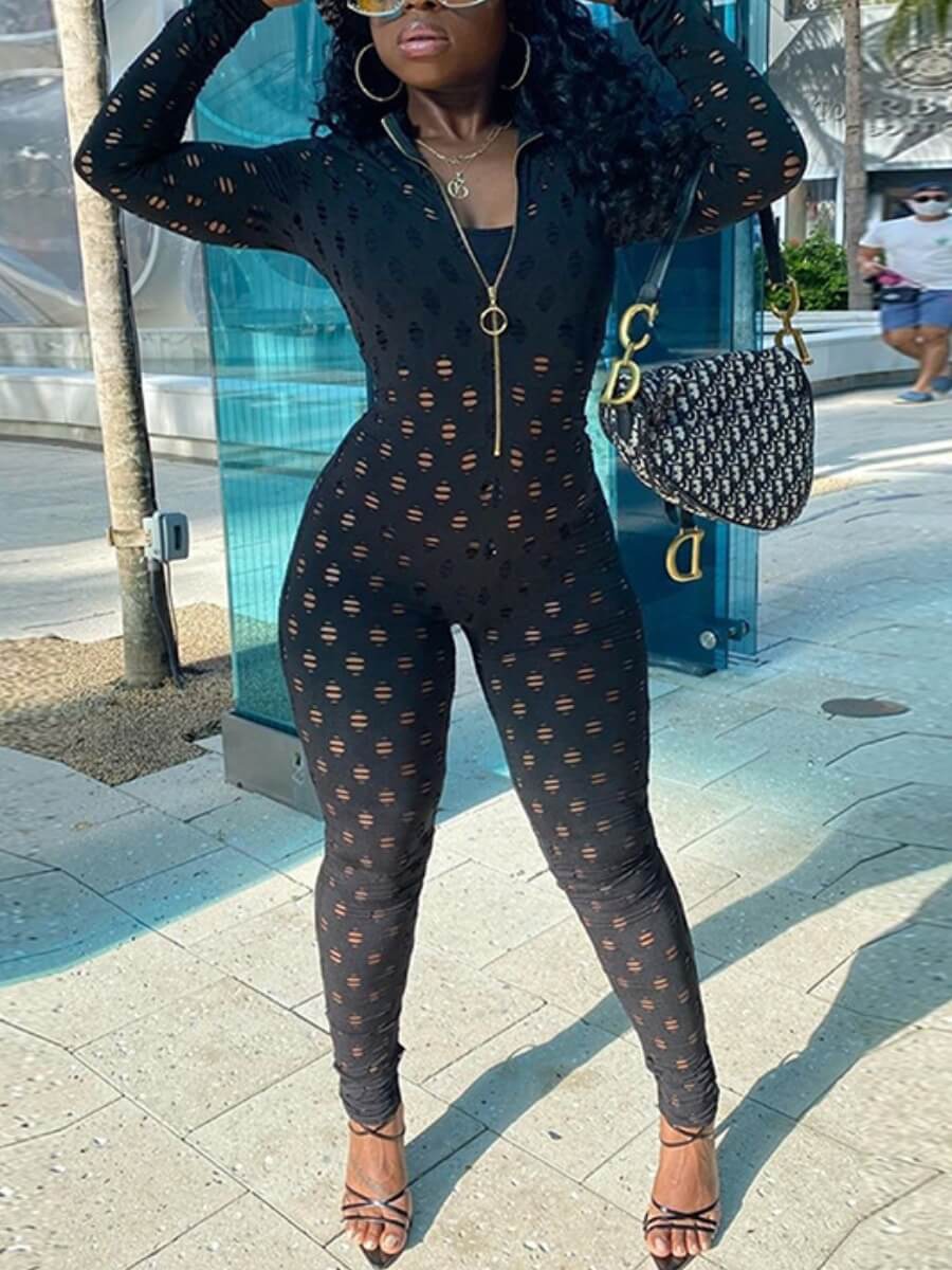 Lovely Polyester Sexy Solid Regular sleeve Hollowed out Regular Long Sleeve O Neck Small Elastic Solid Color Jumpsuit, Black
Lovely Polyester Sexy Solid Regular sleeve Hollowed out Regular Long Sleeve O Neck Small Elastic Solid Color Jumpsuit, Black