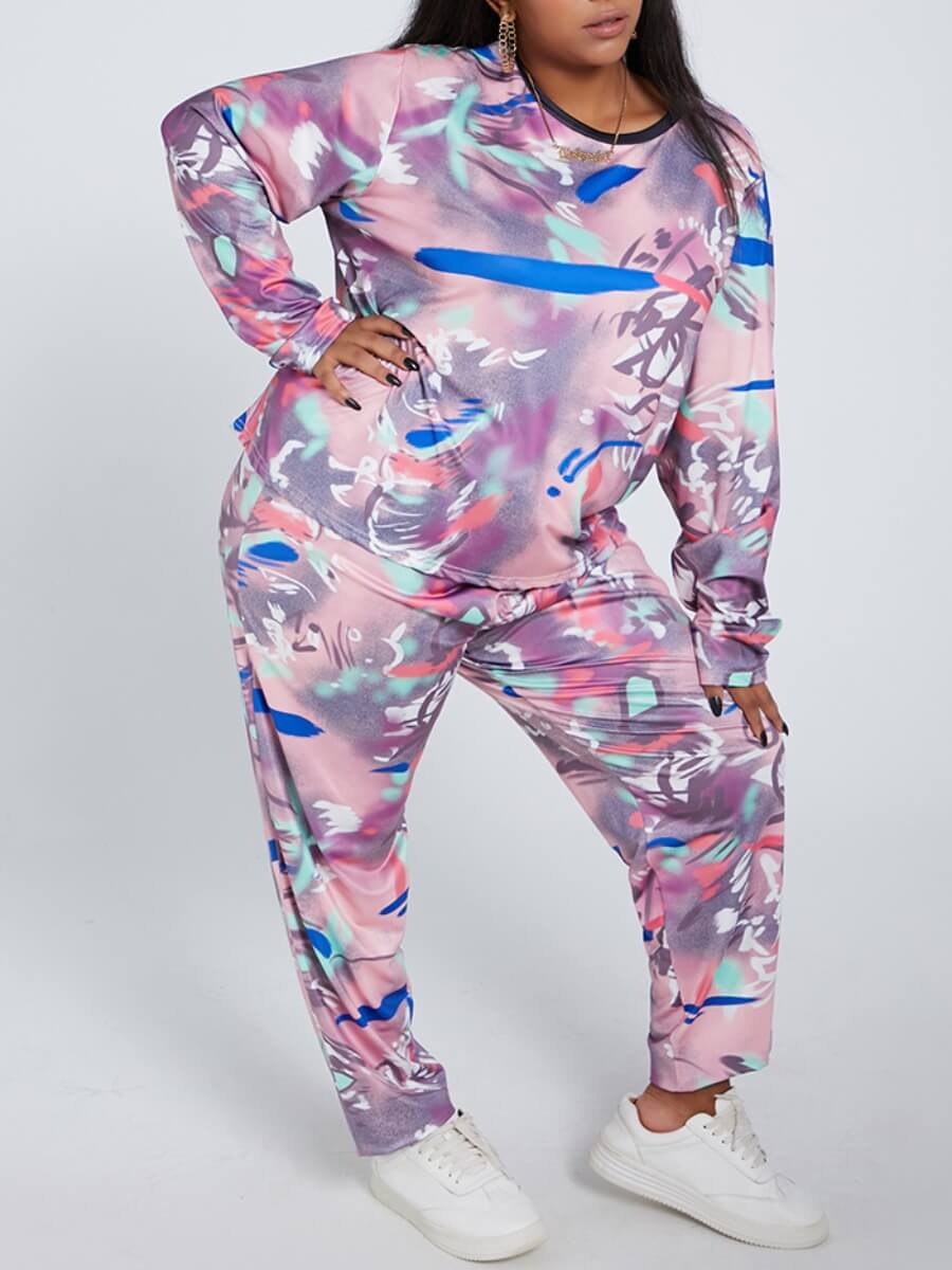 Lovely Casual O Neck Print Patchwork Multicolor Plus Size Two-piece Pants Set, Multi
Lovely Casual O Neck Print Patchwork Multicolor Plus Size Two-piece Pants Set, Multi