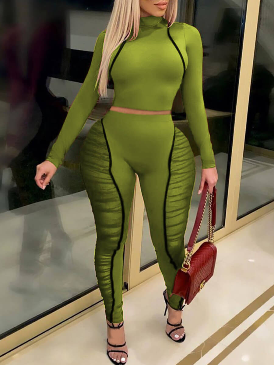 Lovely Sportswear Half A Turtleneck Patchwork Green Plus Size Two-piece Pants Set
Lovely Sportswear Half A Turtleneck Patchwork Green Plus Size Two-piece Pants Set