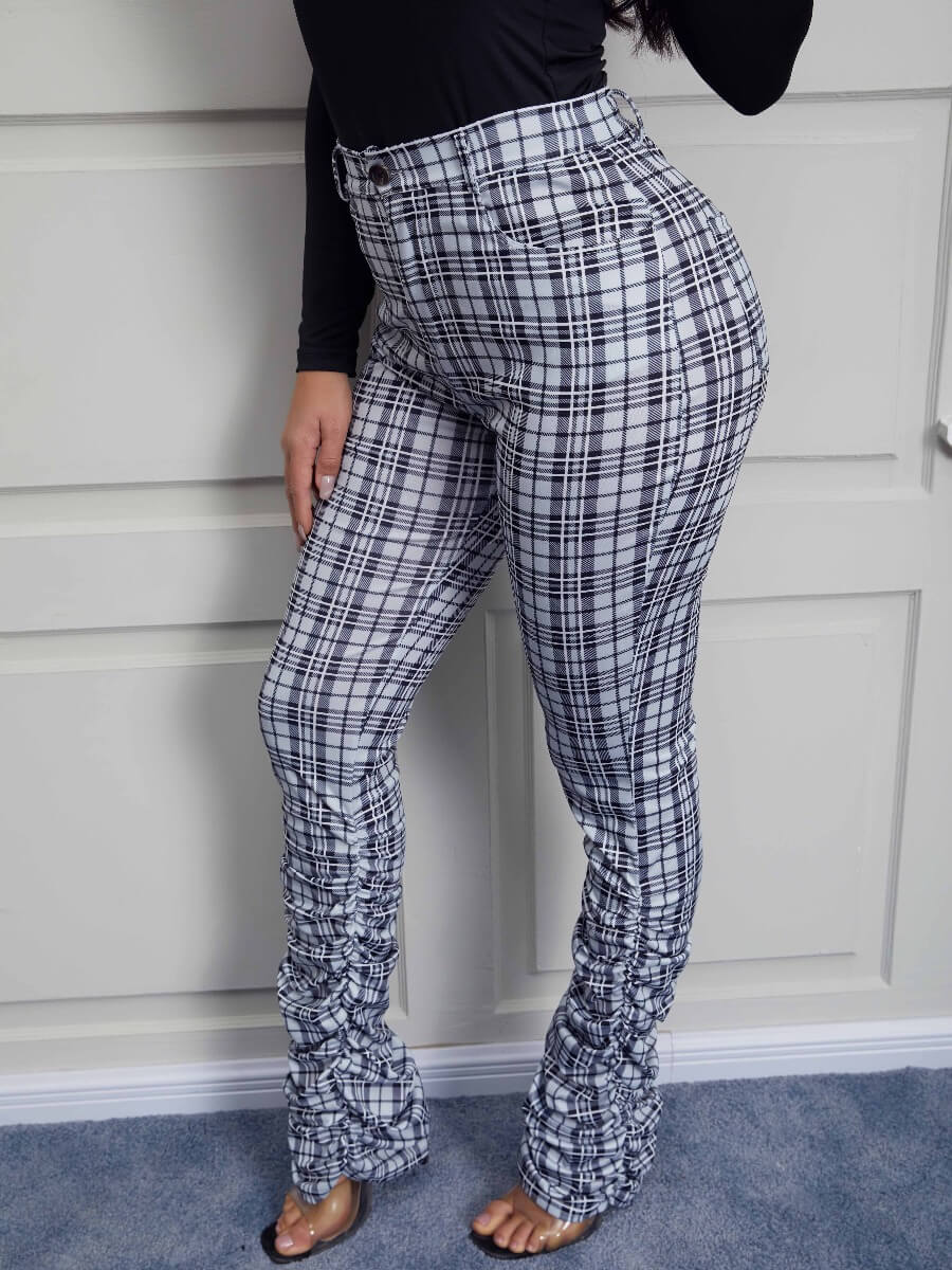 Lovely Trendy Plaid Print Fold Design Black And White Pants, Black & white tartan
Lovely Trendy Plaid Print Fold Design Black And White Pants, Black & white tartan