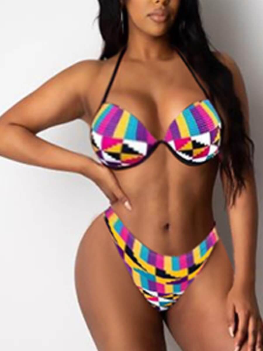 LW BASICS Trendy Geometric Print Patchwork Multicolor Two-piece Swimsuit, Multi
LW BASICS Trendy Geometric Print Patchwork Multicolor Two-piece Swimsuit, Multi