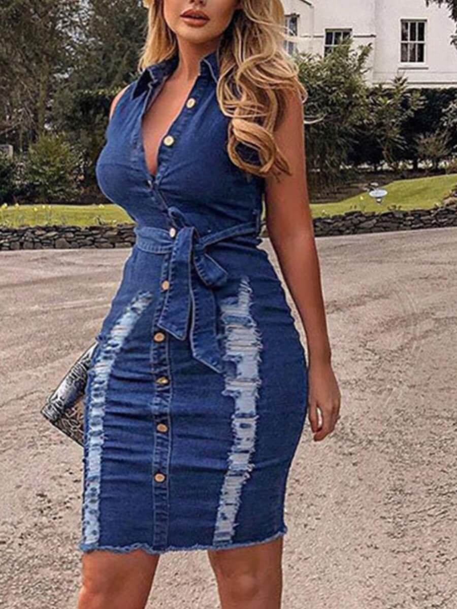 Lovely Casual Broken Holes Lace-up Raw Edge Baby Blue Knee Length Plus Size Denim Dress
Lovely Casual Broken Holes Lace-up Raw Edge Baby Blue Knee Length Plus Size Denim Dress