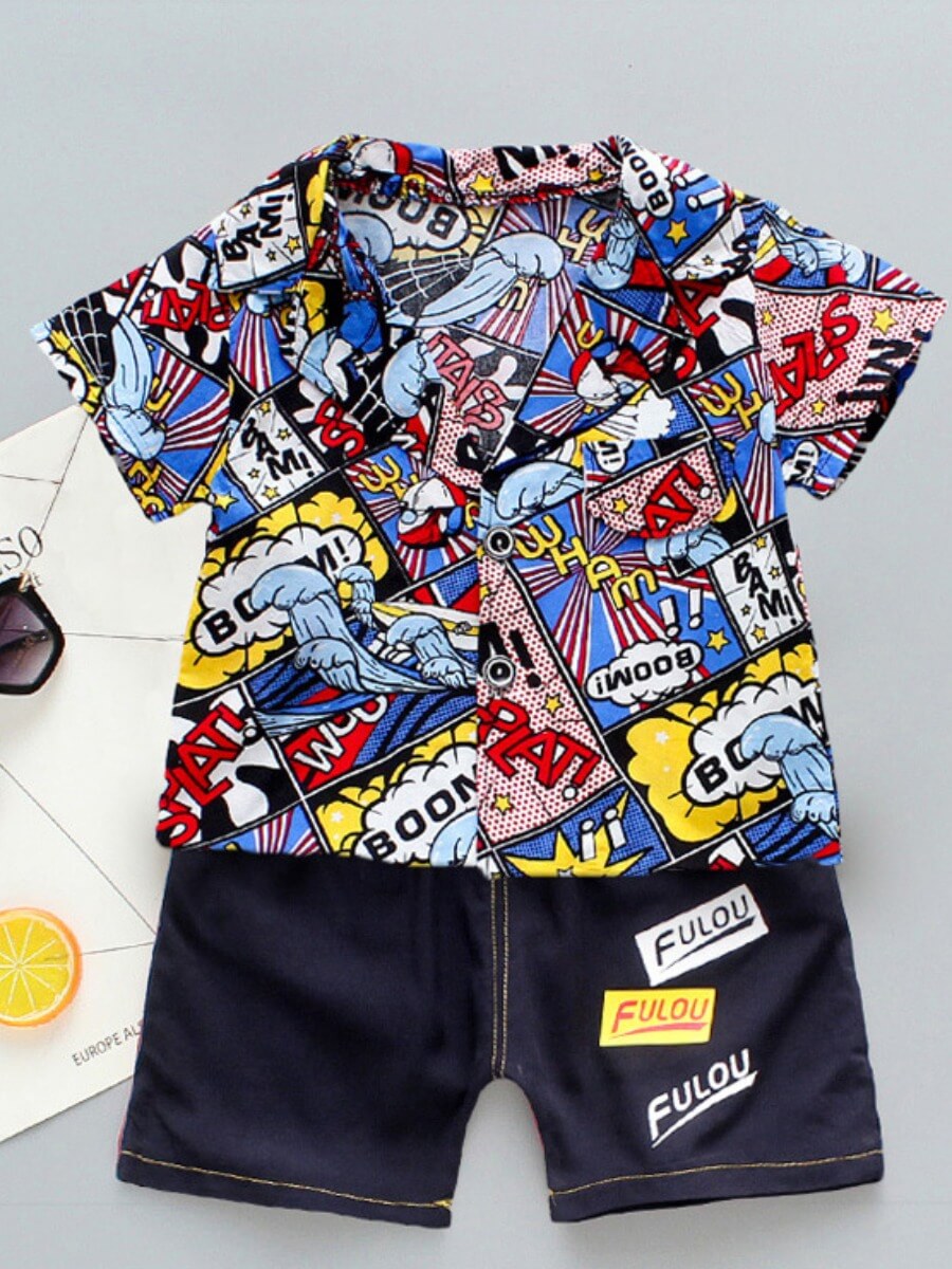 Lovely Street Turndown Collar Letter Print Black Boy Two Piece Shorts Set
Lovely Street Turndown Collar Letter Print Black Boy Two Piece Shorts Set