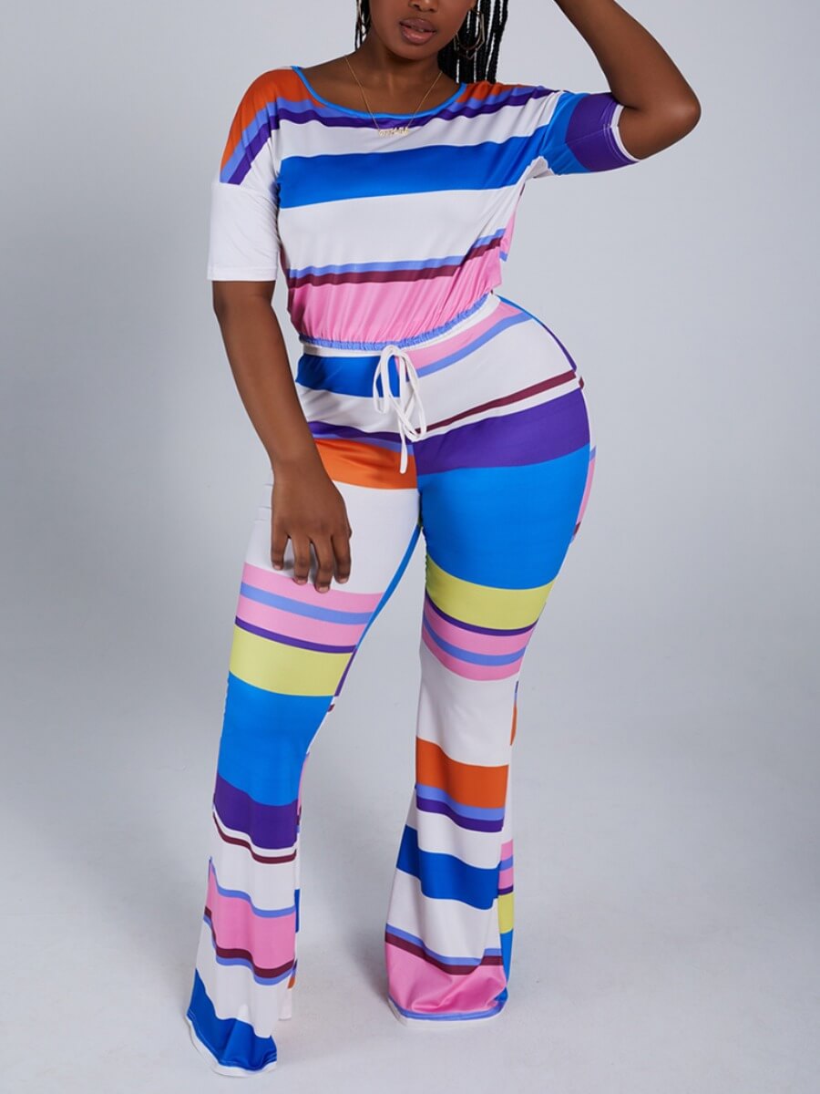 Lovely Casual Flared Striped Multicolor Plus Size Two-piece Pants Set, Multi
Lovely Casual Flared Striped Multicolor Plus Size Two-piece Pants Set, Multi