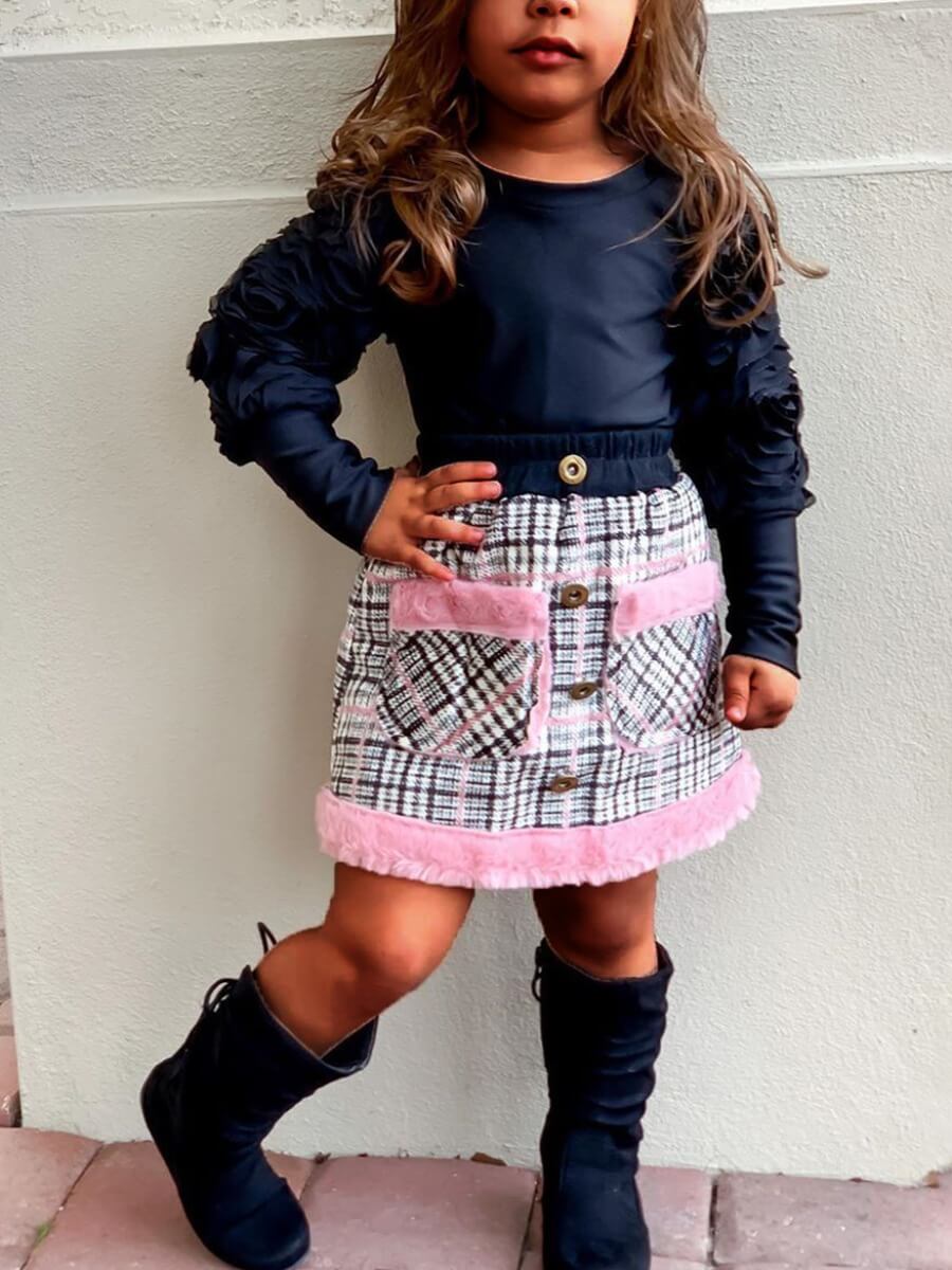 Lovely Sweet Floral Plaid Print Pocket Design Dark Blue Girl Two Piece Skirt Set
Lovely Sweet Floral Plaid Print Pocket Design Dark Blue Girl Two Piece Skirt Set