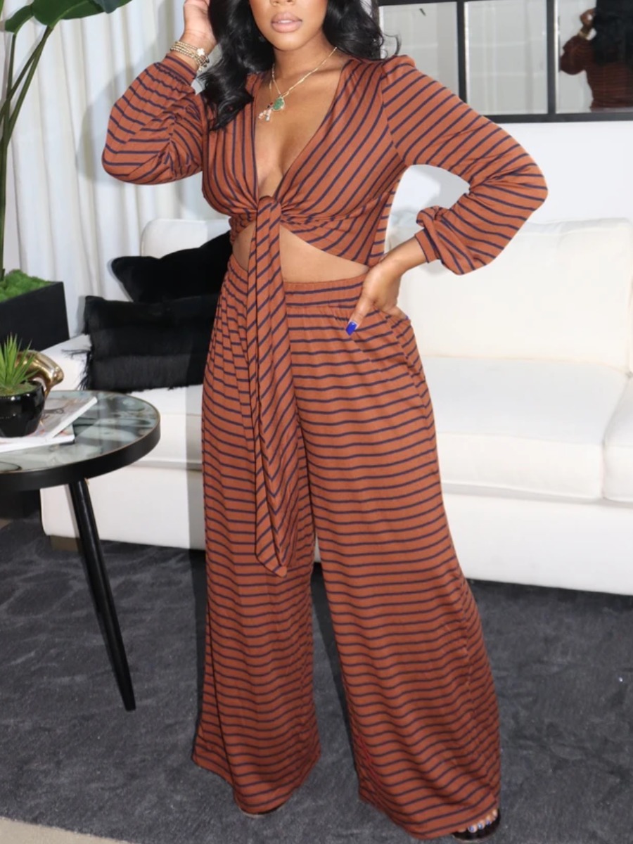 Lovely Trendy Striped Bandage Design Brown One-piece Jumpsuit(No-positioning Printing
Lovely Trendy Striped Bandage Design Brown One-piece Jumpsuit(No-positioning Printing