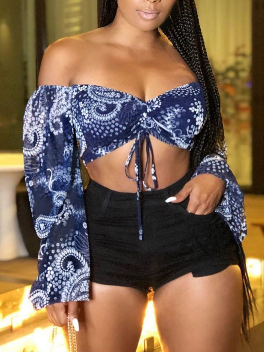 Lovely Chic Off The Shoulder Floral Print Drawstring Blue Blouse(No-positioning Printing)
Lovely Chic Off The Shoulder Floral Print Drawstring Blue Blouse(No-positioning Printing)