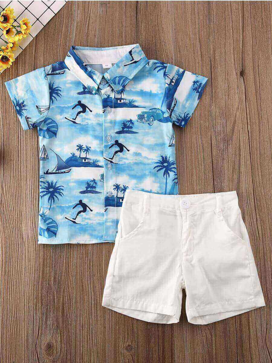 Lovely Casual Turndown Collar Floral Print Baby Blue Boy Two Piece Shorts Set
Lovely Casual Turndown Collar Floral Print Baby Blue Boy Two Piece Shorts Set