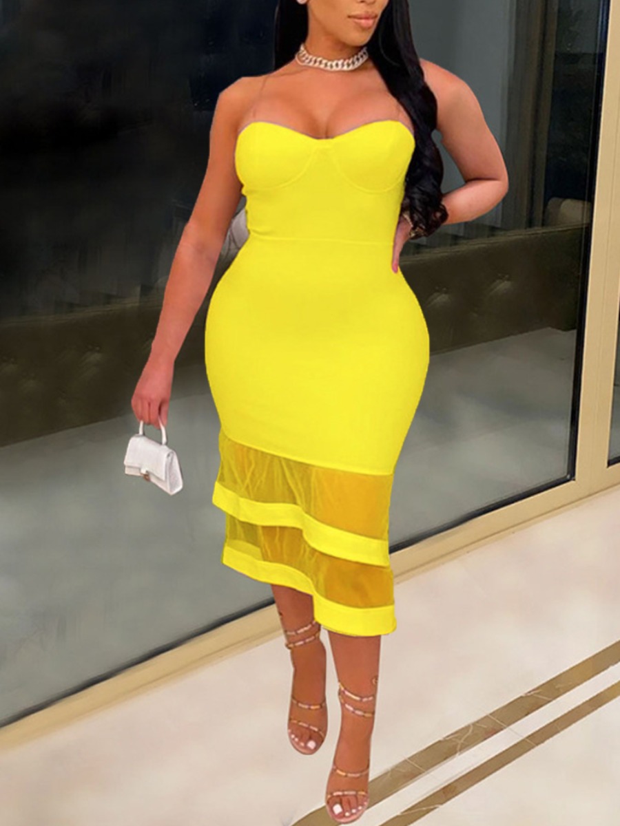 Lovely Sexy Off The Shoulder See-through Yellow Knee Length Plus Size Dress
Lovely Sexy Off The Shoulder See-through Yellow Knee Length Plus Size Dress