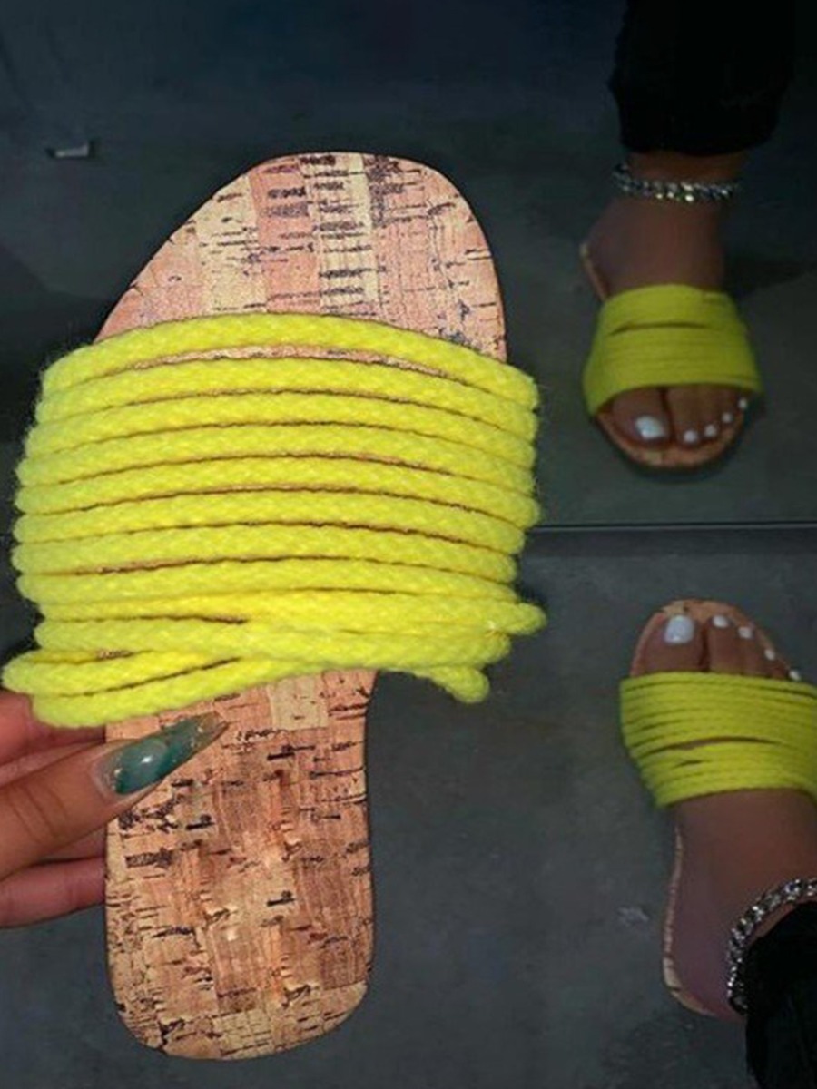 Lovely Casual Bandage Design Yellow Slippers