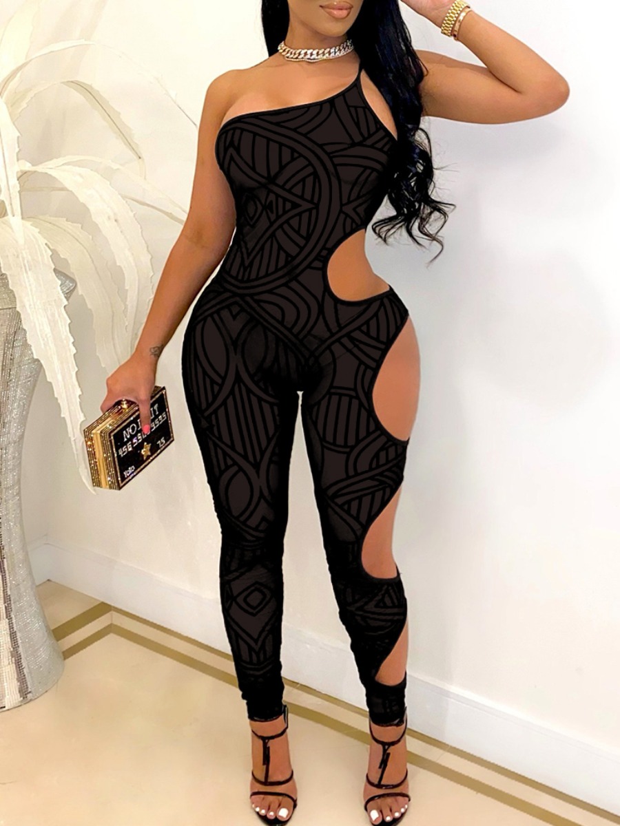 Lovely Sweet One Shoulder Geometric Print Hollow-out Black One-piece Jumpsuit
Lovely Sweet One Shoulder Geometric Print Hollow-out Black One-piece Jumpsuit