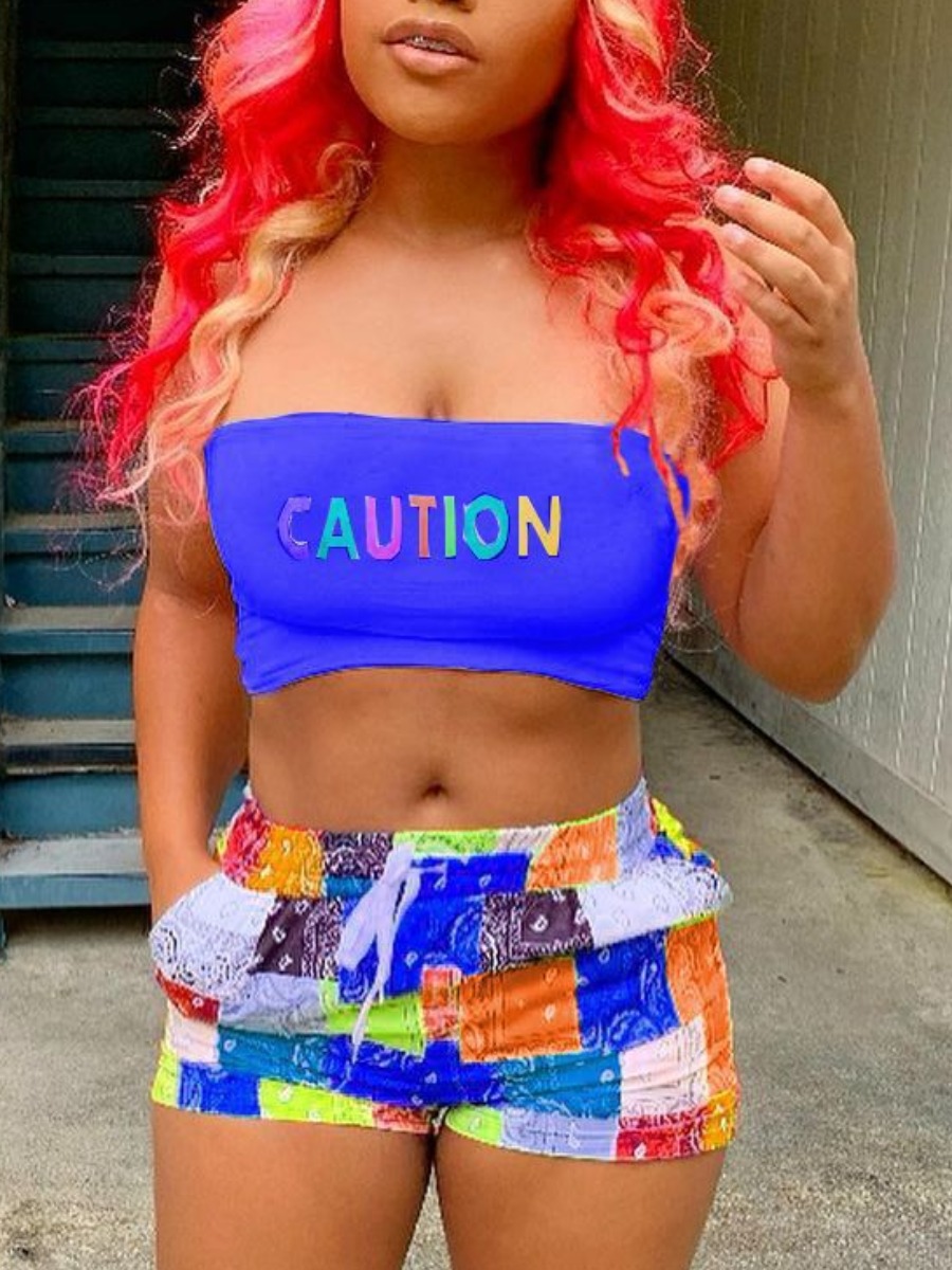 LW Street Off The Shoulder Letter Print Drawstring Blue Two Piece Shorts Set
LW Street Off The Shoulder Letter Print Drawstring Blue Two Piece Shorts Set