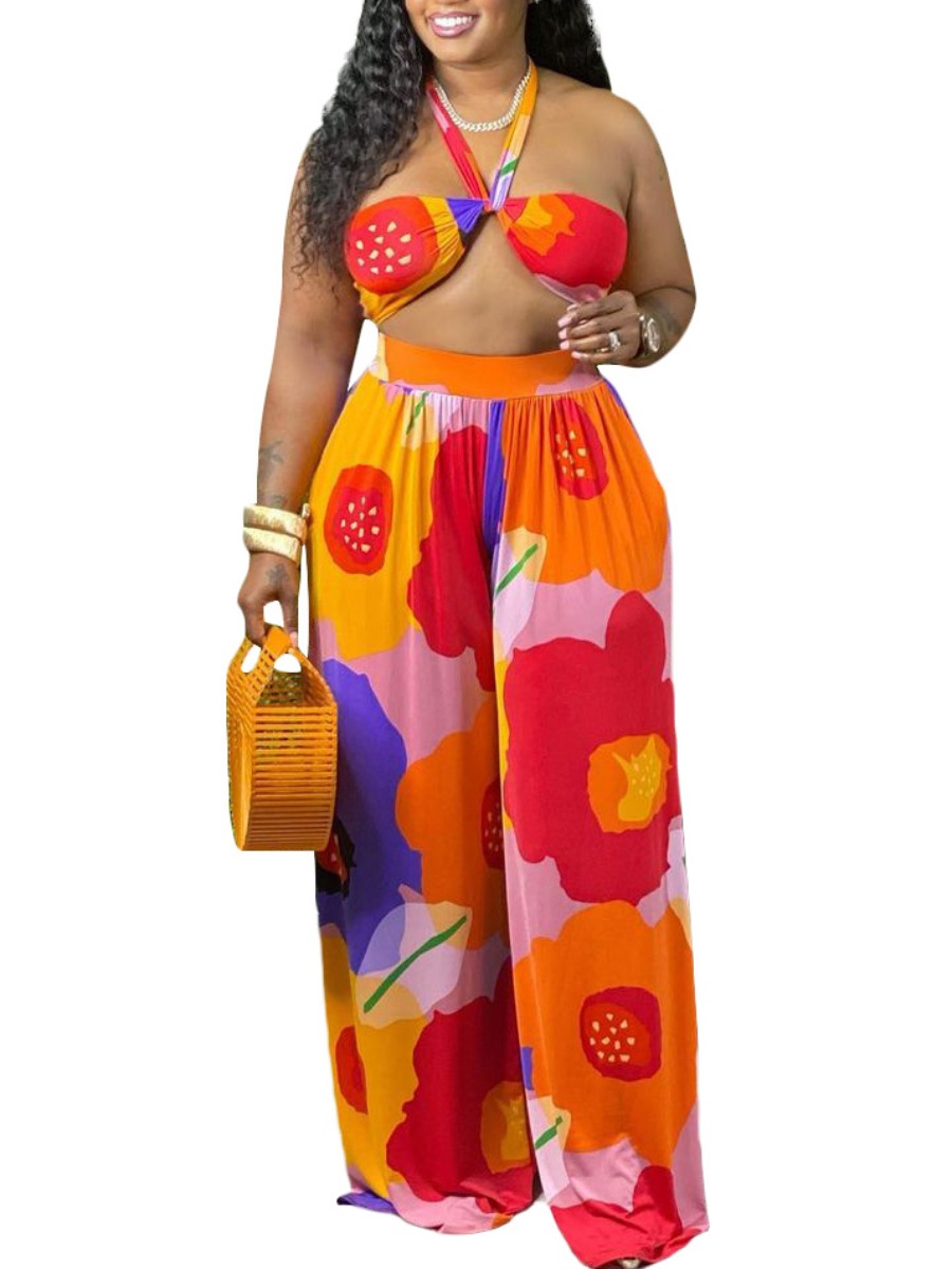 Lovely Plus Size Sexy Off The Shoulder Print Multicolor Two-piece Pants Set, Multi
Lovely Plus Size Sexy Off The Shoulder Print Multicolor Two-piece Pants Set, Multi