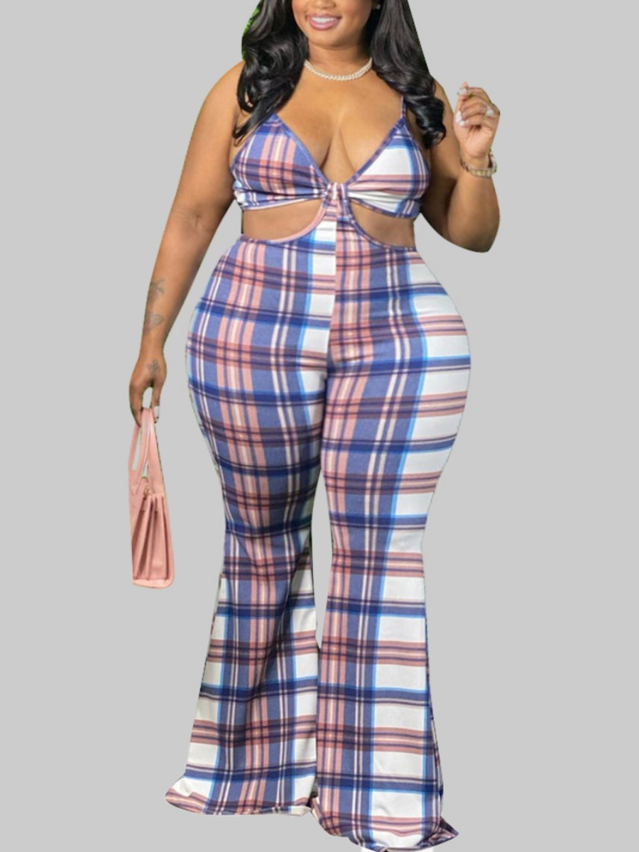 Lovely Plus Size Street Plaid Print Flared Bandage Design Purple Two-piece Pants Set
Lovely Plus Size Street Plaid Print Flared Bandage Design Purple Two-piece Pants Set