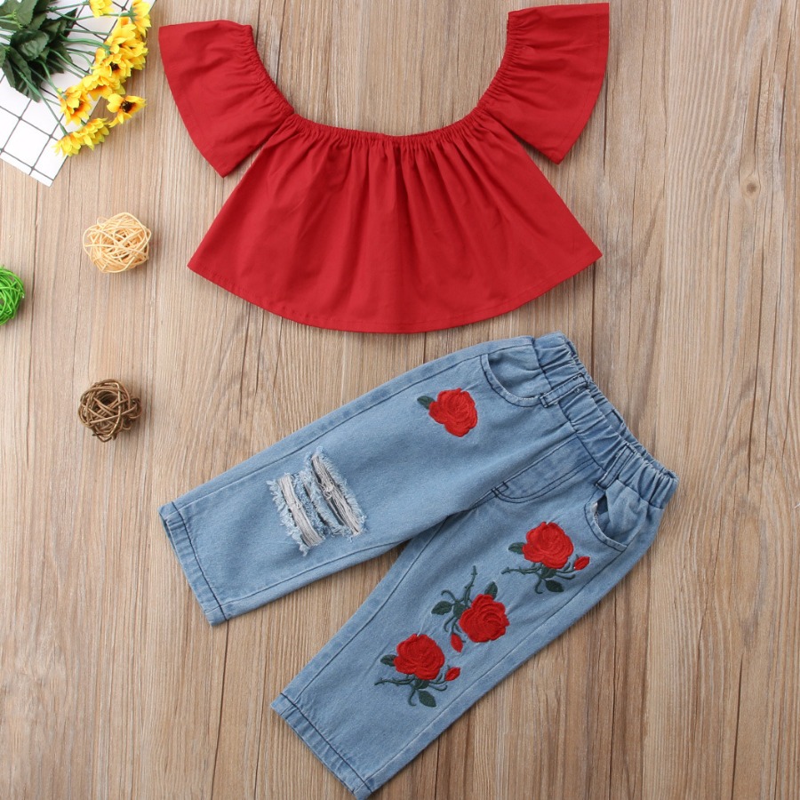 Lovely Girl Casual Ruffle Design Floral Decoration Ripped Red Two Piece Pants Set
Lovely Girl Casual Ruffle Design Floral Decoration Ripped Red Two Piece Pants Set