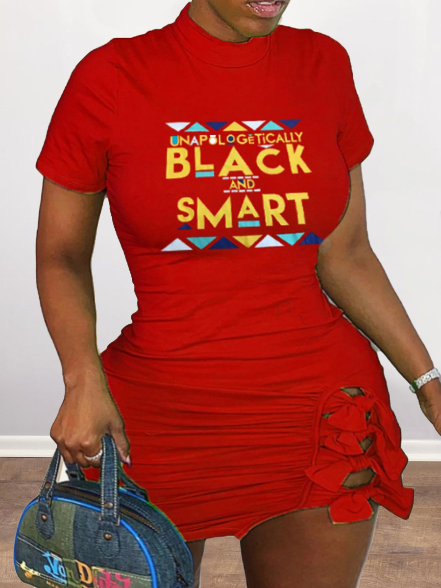 Lovely Plus Size Casual Letter Print Bandage Hollow-out Design Red Mini Dress
Lovely Plus Size Casual Letter Print Bandage Hollow-out Design Red Mini Dress