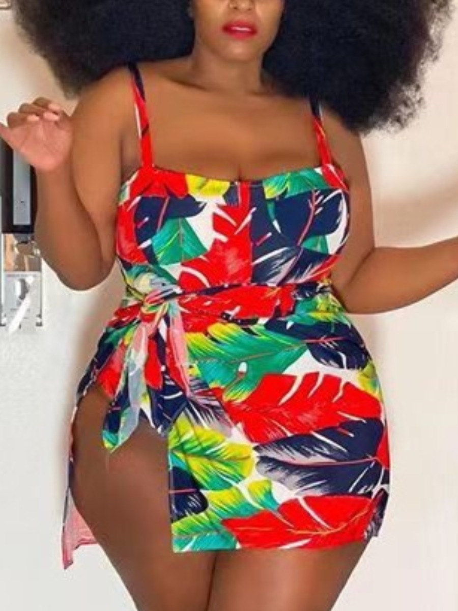 LW Plus Size Floral Print Patchwork One-piece Swimsuit (With Cover-up), Red
LW Plus Size Floral Print Patchwork One-piece Swimsuit (With Cover-up), Red