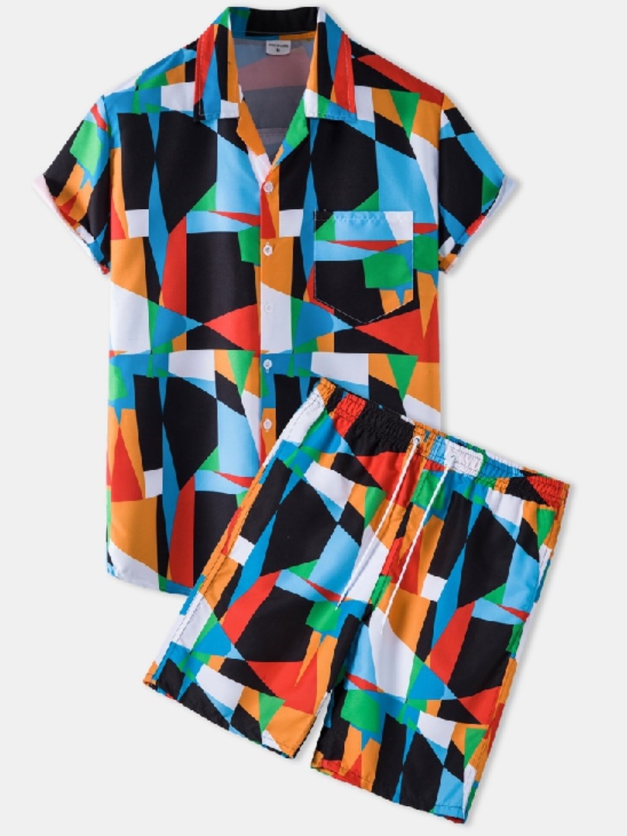 LW COTTON Men Casual Geometric Print Drawstring Multicolor Two Piece Shorts Set, Multi
LW COTTON Men Casual Geometric Print Drawstring Multicolor Two Piece Shorts Set, Multi