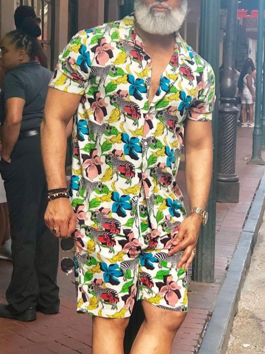 LW BASICS Men Casual Zebra Floral Print Multicolor Two Piece Shorts Set, Multi
LW BASICS Men Casual Zebra Floral Print Multicolor Two Piece Shorts Set, Multi