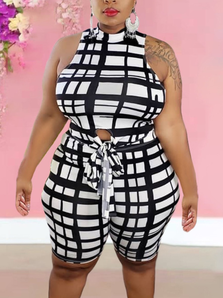 Lovely Plus Size Casual Plaid Print Split Black Two-piece Shorts Set
Lovely Plus Size Casual Plaid Print Split Black Two-piece Shorts Set