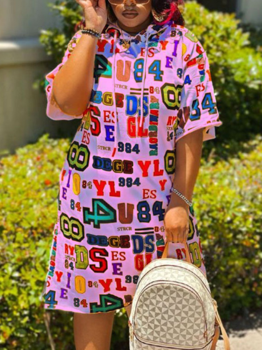 LW Plus Size Street Hooded Collar Letter Print Light Pink Knee Length Dress
LW Plus Size Street Hooded Collar Letter Print Light Pink Knee Length Dress