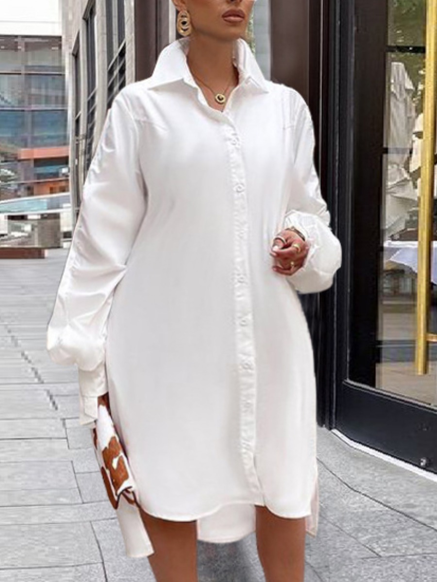 Lovely Plus Size Street Turndown Collar Button Design White Mid Calf Shirt Dress
Lovely Plus Size Street Turndown Collar Button Design White Mid Calf Shirt Dress