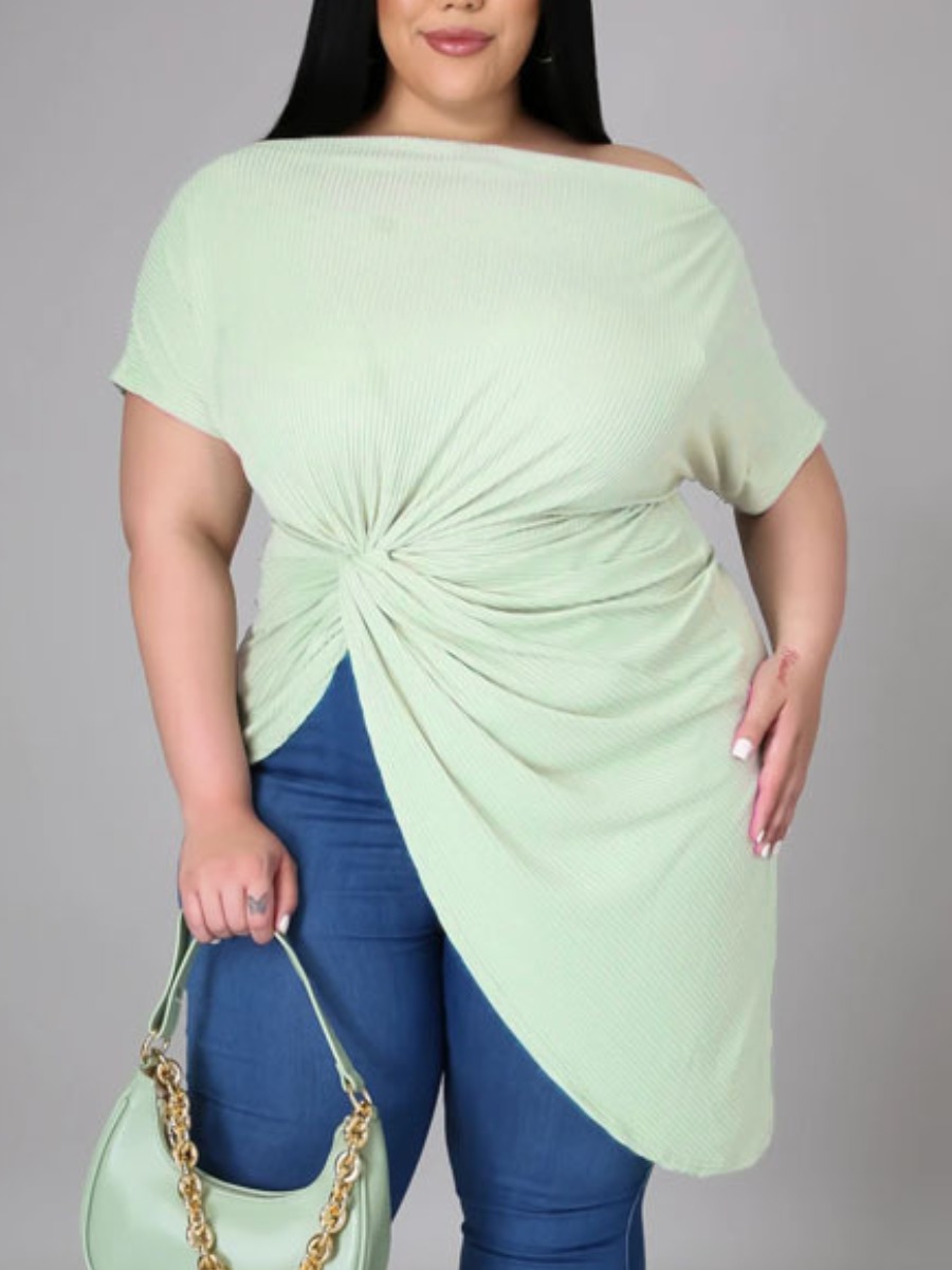 Lovely Plus Size Casual Front Twist Asymmetrical Light Green T-shirt
Lovely Plus Size Casual Front Twist Asymmetrical Light Green T-shirt