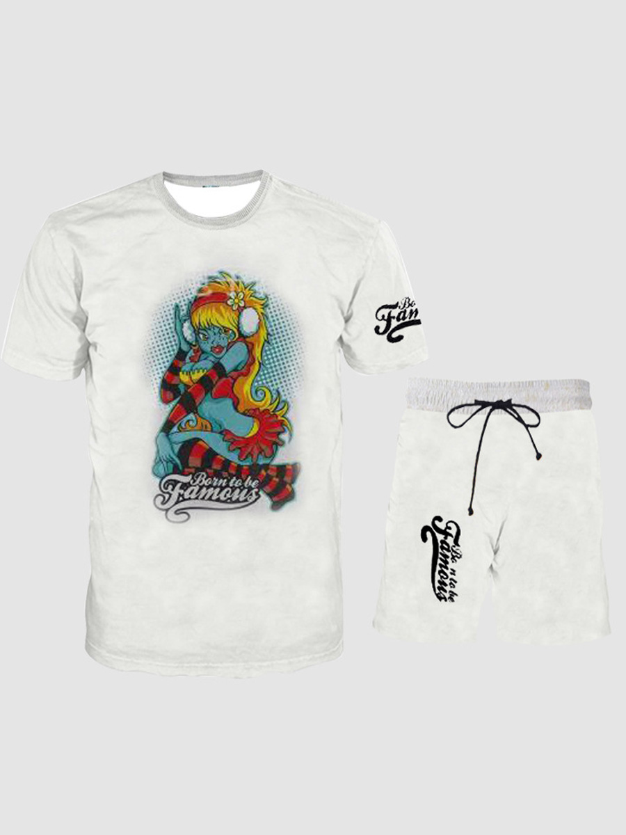 Lovely Men Casual Cartoon Letter Print Drawstring White Two Piece Shorts Set
Lovely Men Casual Cartoon Letter Print Drawstring White Two Piece Shorts Set