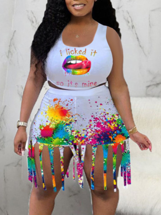 Lovely Plus Size Street Splash-ink Tassel Design White Two-piece Shorts Set
Lovely Plus Size Street Splash-ink Tassel Design White Two-piece Shorts Set