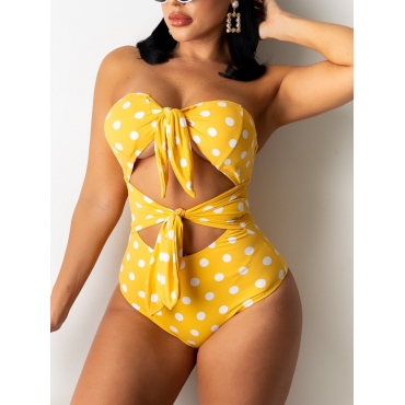 Lovely Boho Dot Print Bandage Hollow-out Design Yellow One-piece Swimsuit
Lovely Boho Dot Print Bandage Hollow-out Design Yellow One-piece Swimsuit