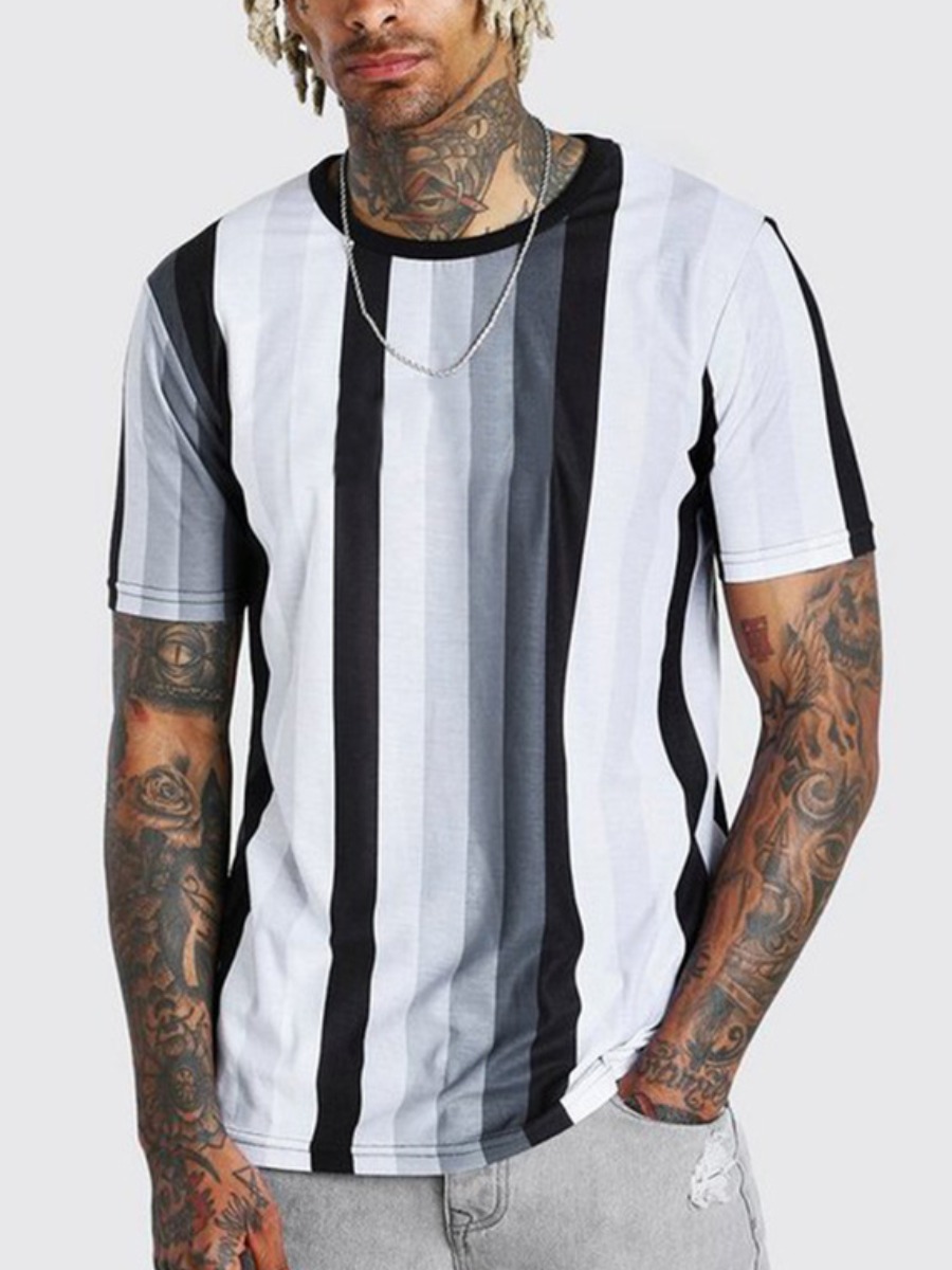 LW Men Round Neck Striped T-shirt, White
LW Men Round Neck Striped T-shirt, White