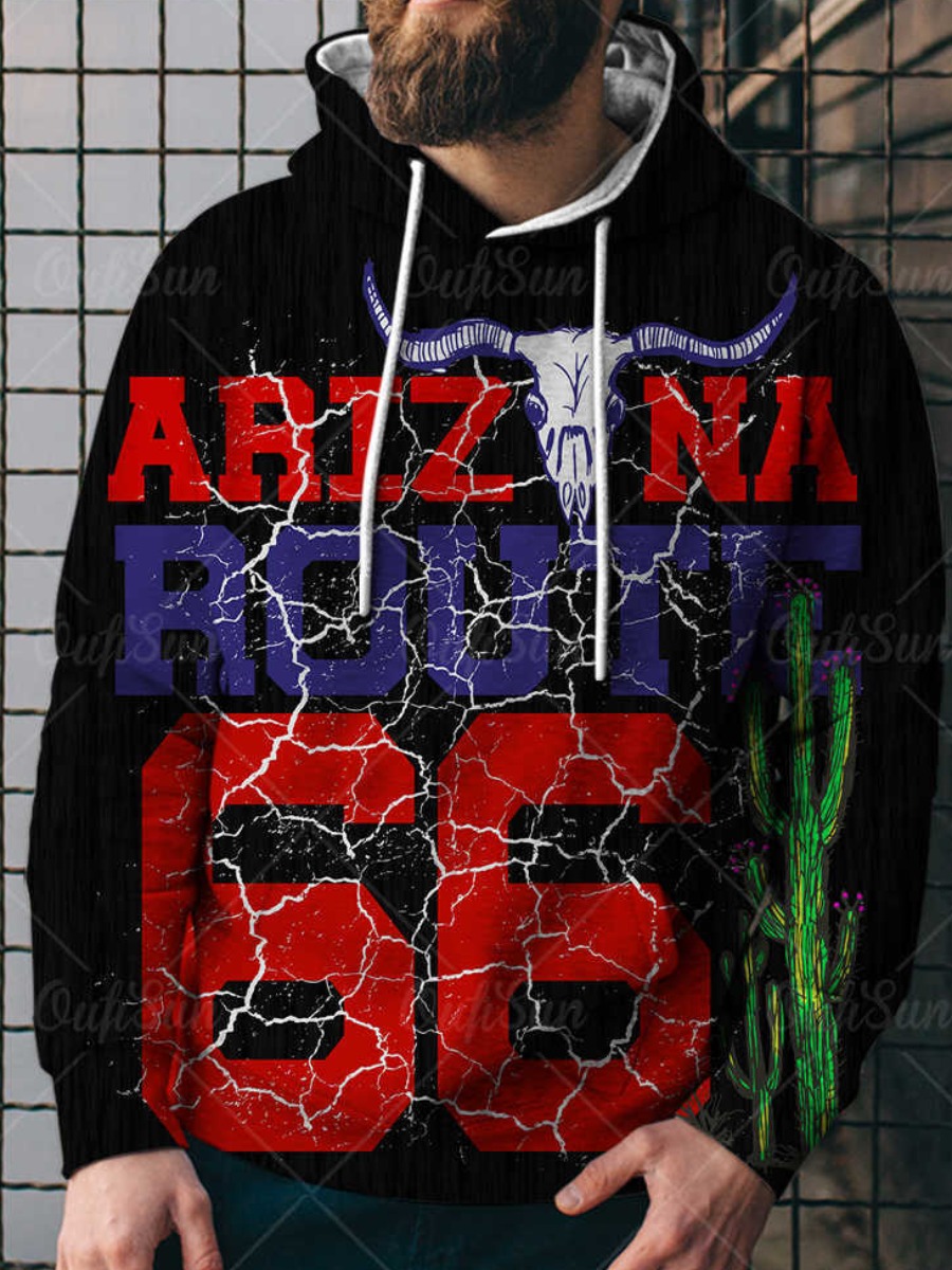 LW Men Hooded Collar Letter Figure Print Hoodie, Black
LW Men Hooded Collar Letter Figure Print Hoodie, Black