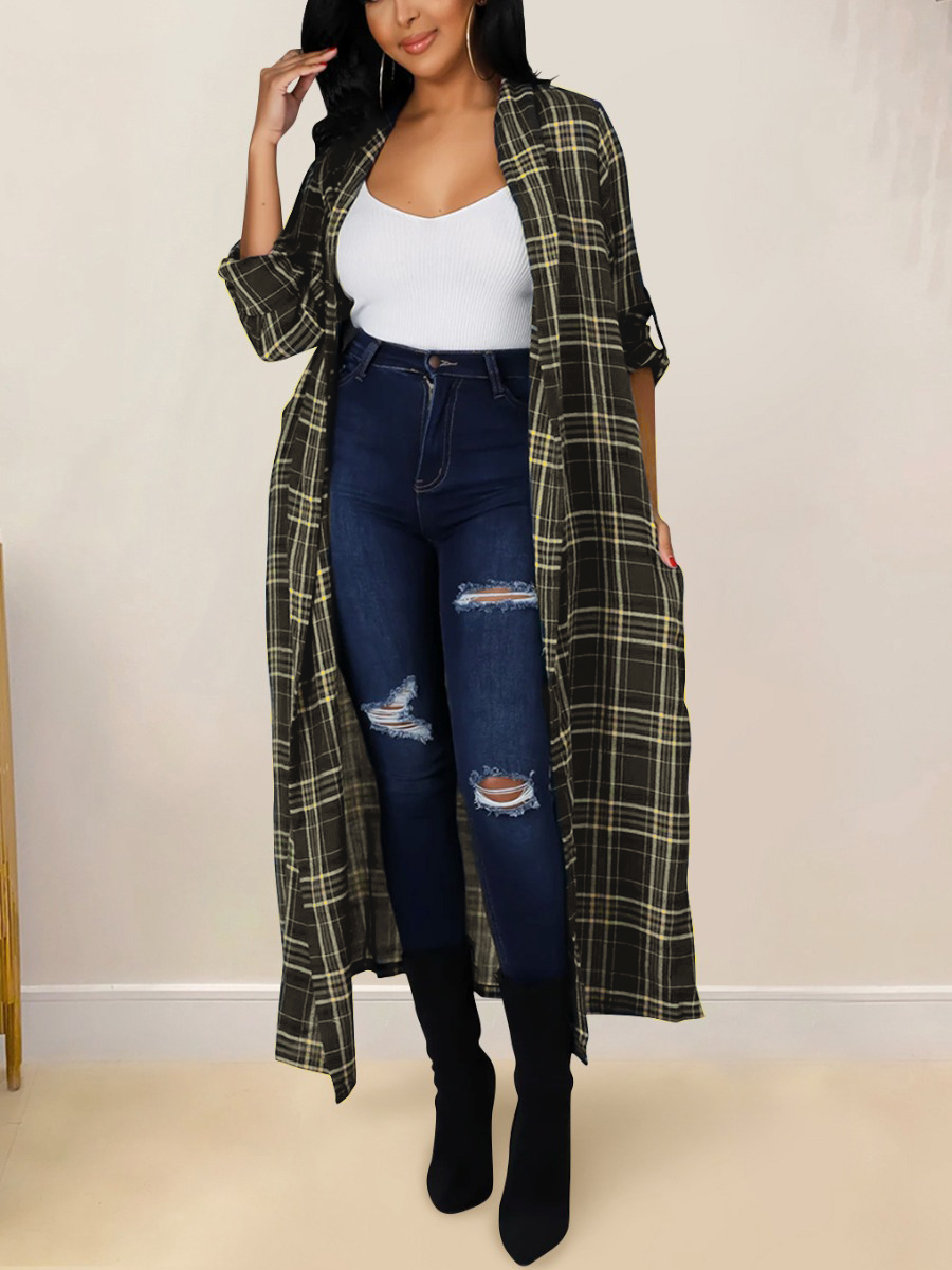 LW Plaid Button Design Loose Trench Coat, Dark blue
LW Plaid Button Design Loose Trench Coat, Dark blue