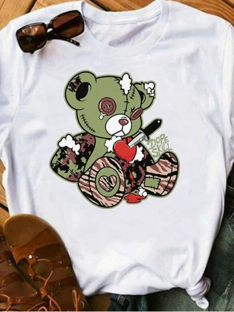 LW Plus Size Round Neck Cartoon Print T-shirt