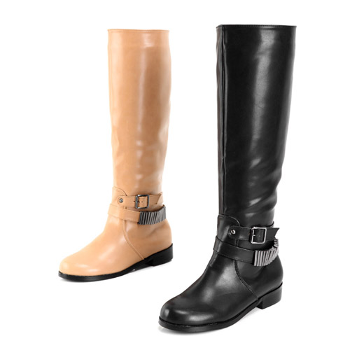 black low heel wide calf boots